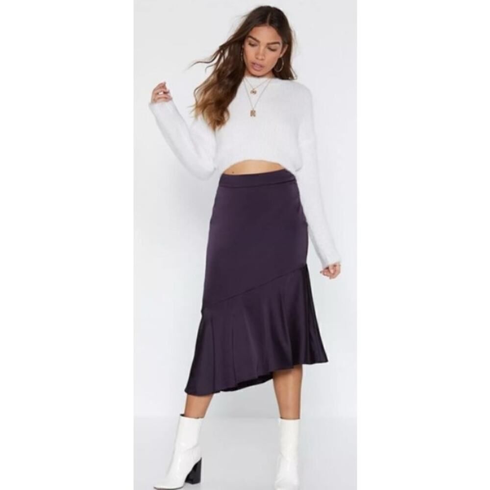 Jason Wu Purple Satin Tiered Skirt Sz. XL